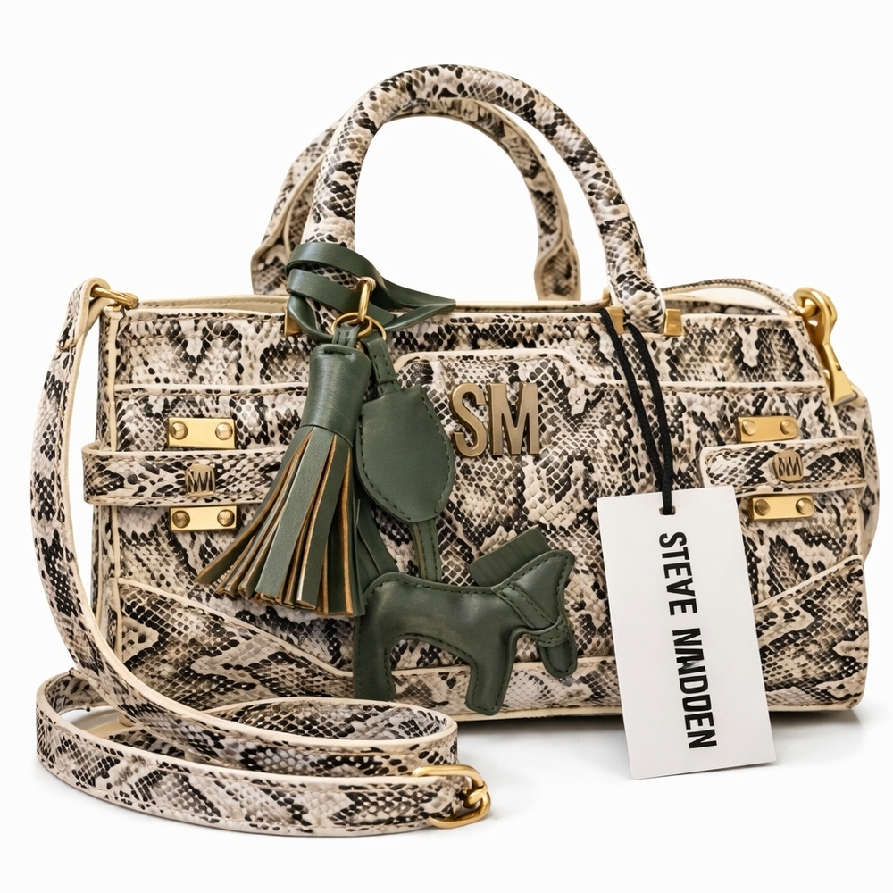 Steve Madden Snakeskin Satchel / Crossbody Bag – Gold Hardware – New w/ Tags
